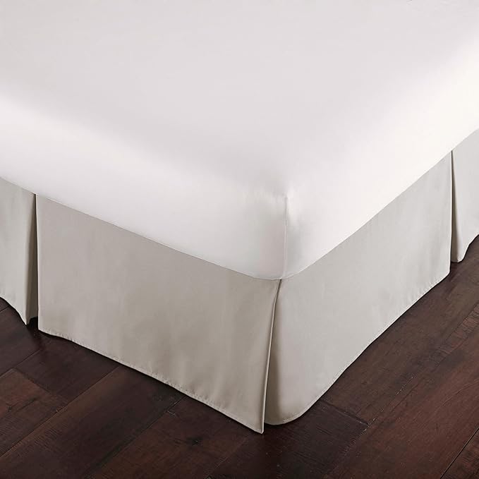Southshore Fine Living, Inc. Hotel Quality California King Bed Skirt 14 Inch Drop - Pleated Bed Skirt California King Size - Easy Care, Pet Hair Resistant Microfiber Dust Ruffle - Natural Beige
