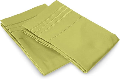 Elegant Comfort Luxury Ultra-Soft 2-Piece Pillowcase Set - 1500 Premium Hotel Quality Microfiber Double Brushed - Wrinkle Resistant, King Size, Pistachio Green