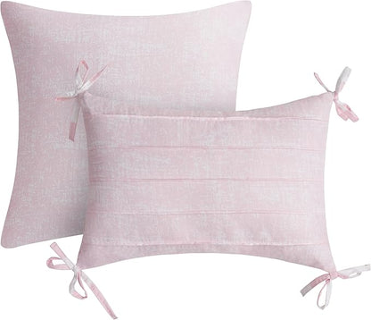 Juicy Couture Cabana Stripe Reversible Bedding Set - King Size - Dogwood Pink/White Stripe Print – 6 Piece Set – Includes 1 104" x 90" Comforter, 3 Decorative Pillows, 2 Shams