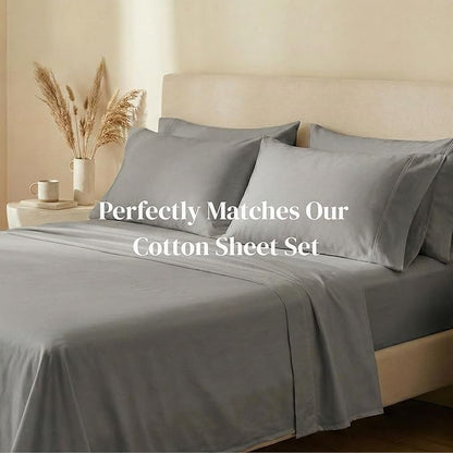 Beckham Hotel Collection Cotton Pillowcases Standard/Queen, 500TC, Sateen Finish, Open End, Breathable, Moisture-Wicking, Dark Gray (4 Pieces)
