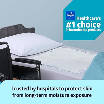 Medline Ultrasorbs Drypads with SlipResist Technology, 30" x 36", 5 Count, Super Absorbent Disposable Bed Pads, Incontinence Bed Pads, Adult Bed Pads, 10x More Absorbent, Chucks For Adults, Elderly