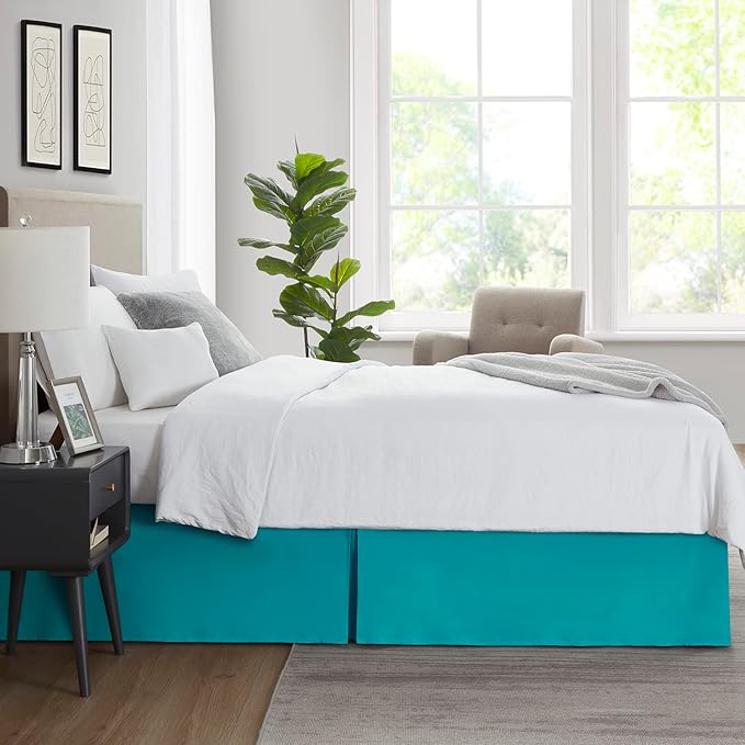 Nestl Teal Bed Skirt King Size - King Bed Skirt 14 Inch Drop - Brushed Microfiber Bed Skirts - Hotel Quality Pleated Bed Skirt - Shrinkage & Fade Resistant