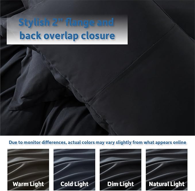 Nestl Black Duvet Cover Full Size - Soft Double Brushed Full Size Duvet Cover Set, 3 Piece, with Button Closure, 1 Duvet Cover 80x90 inches and 2 Pillow Shams