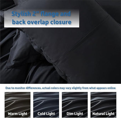 Nestl Black Duvet Cover Queen Size - Soft Double Brushed Queen Duvet Cover Set, 3 Piece, with Button Closure, 1 Duvet Cover 90x90 inches and 2 Pillow Shams