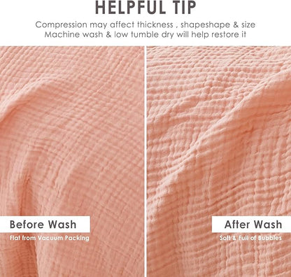 EMME Cotton Muslin Twin Blanket Breathable Gauze Soft Lightweight Adults Gifts for Women (Pink,60"x80")