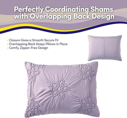 Floral Pintuck Comforter Set Twin Size – Bed in a Bag with Sheets, Pillowcases & Shams – Soft Stylish Sports Bedding – All Season Boys Basketball Bed Set