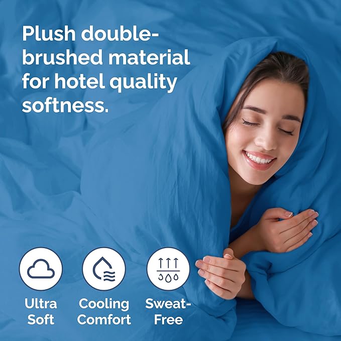 Duvet Cover Twin/Twin XL Size Set - Extra Soft Twin/Twin XL Duvet Cover 68" x 90" with 1 Pillow Sham - Hotel Luxury, Easy Care, Fade Free w/ Zipper Closures & Ties - Comfy & Breathable (Denim Blue)