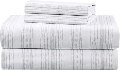 Comfort Spaces 100% Cotton Sheets Twin XL, Breathable, Naturally Cool Cotton Sheets, Cotton Bed Sheets with 12" Elastic Pocket Fits up to 14" Mattress, All Seasons Sheet Set, Good Vibes Grey 3 Piece