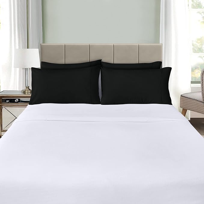 Utopia Bedding Standard Pillow Cases - 4 Pack - Envelope Closure - Soft Brushed Microfiber Fabric - Shrinkage and Fade Resistant Pillow Covers Standard Size 20 X 26 Inches (Standard, Black)