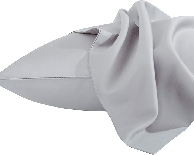 NTBAY Egyptian Cotton King Pillowcases - Set of 2, 500 Thread Count Cotton Pillowcases - Soft and Breathable Envelope Closure Pillow Cases - 20x36 Pillow Covers for Bed, Light Grey