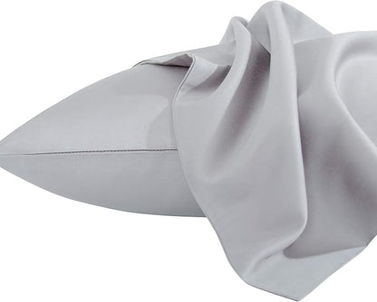 NTBAY Egyptian Cotton King Pillowcases - Set of 2, 500 Thread Count Cotton Pillowcases - Soft and Breathable Envelope Closure Pillow Cases - 20x36 Pillow Covers for Bed, Light Grey