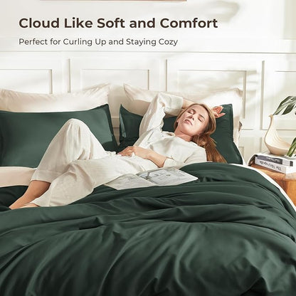 Litanika California King Comforter Set Forest Green - 3 Pieces Cal King Lightweight Soft Plain Bed Comforter, Oversized Down Alternative Bedding Set - Machine Washable (104x96In, 2 Pillowcases)