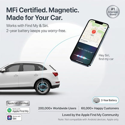 2 Pack GPS Tracker for Vehicles No Subscription Real Time Global Tracking | Devices Cars Hidden Car Tracker Work with Apple Find My(iOS Only)Magnetic Case Waterproof No Monthly Fee or SIM Card Required