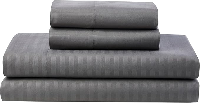King Size Comforter Set 8 Piece Bed in a Bag with Bed Skirt, Fitted Sheet, Flat Sheet, 2 Pillowcases, 2 Pillow Shams, King, Dobby Gray