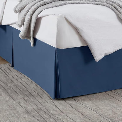 Nestl Navy Blue Full Bed Skirt - Full Size Bed Skirt 14 Inch Drop - Brushed Microfiber Bed Skirts - Hotel Quality Pleated Bed Skirt - Shrinkage & Fade Resistant