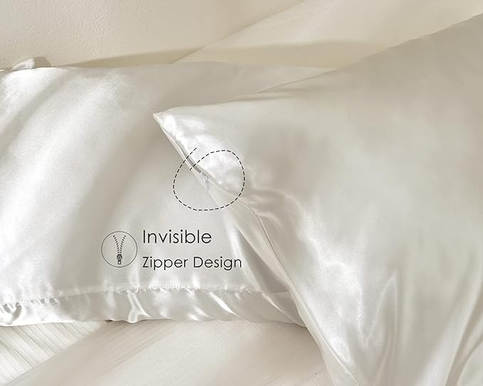 Yanibest Satin Pillowcase, King Size Pillow Cases Set of 2 - Silk Pillow Cases for Hair and Skin with Zipper, Silk Pillow Cases King for 20"x40", Exquisite Packaging for Women Men