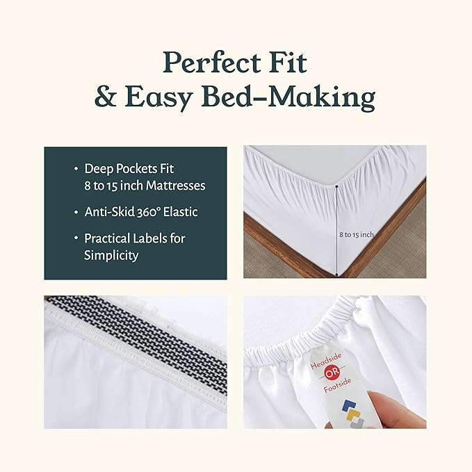 California Design Den 2-Pack Percale Sheets King Size Set - 100% Organic Cotton, Deep Pocket King Sheets Sets, Crisp, Breathable and Lightweight Bedding - White