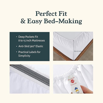 California Design Den 2-Pack Full Size Sheet Sets - 100% Organic Cotton, Crisp Percale Feel, Deep Pocket White Sheets, Lightweight Bedding Set - White