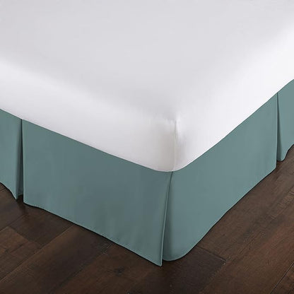 Southshore Fine Living, Inc. Twin Bed Skirt 14 Inch Drop - Pleated Dust Ruffle, Blue Bed Skirt Twin Size - Durable Microfiber, Fade Resistant, for College Dorm Room or Kids Room - Steel Blue (Teal)
