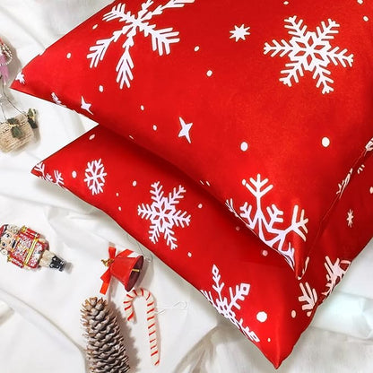 YIYEA Christmas Standard Pillow Cases Set of 2, Ultra Soft Double Brushed Microfiber Pillowcases Standard, Christmas Snowflake Bed Pillow Covers, Fade Resistant, Easy Slip-On (20"x26")