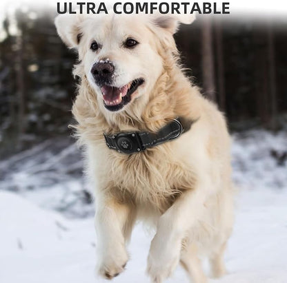 Upgrade Dog Collar with AirTag Holder, IP68 Waterproof, Ebony, L | Built-in Water Resistant AirTag holder, 1000D Nylon, Reflective Stitching for Night Visibility, Soft padding for Comfort
