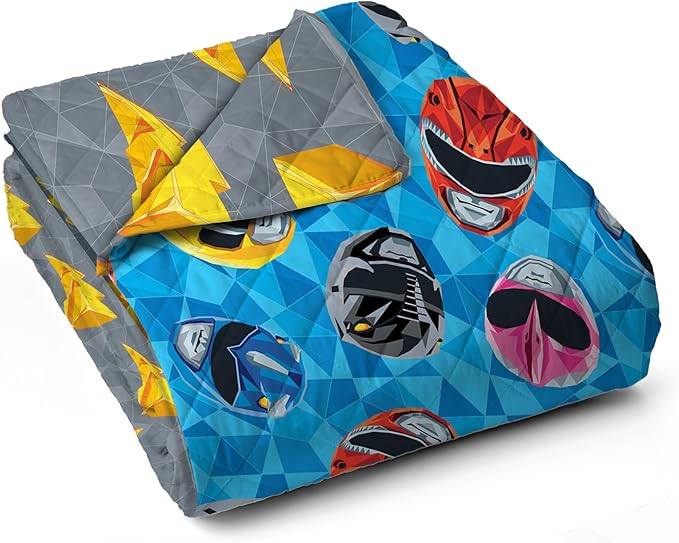 Northwest Power Rangers Geo Power Twin Quilted Blanket, Comfy Throw, Adults Boys Girls, Soft Lightweight Bedding for Bed, or Couch, 60 x 90 inches
