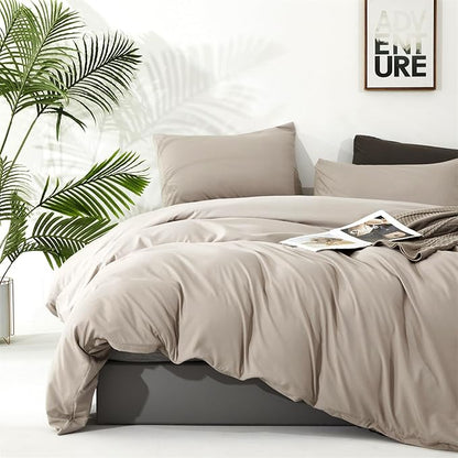 Cottonight Beige Khaki Comforter Set King Light Khaki Bedding Comforter Set Oatmeal Solid Blanket Quilts Modern Soft Breathable 3 Piece Cream Coffee Bedding Set for Women Men King Bed
