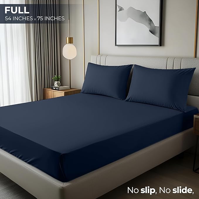 Utopia Bedding Full Fitted Sheet - Bottom Sheet - Deep Pocket - Soft Microfiber - Shrinkage and Fade Resistant - Easy Care -1 Fitted Sheet Only (Navy)