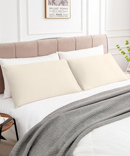 Warmstar Cotton Pillow Cases Queen Size Set of 2, 600 Thread Count Pillowcases 20x30 Inches, Soft Long Staple Cotton Pillowcases Breathable with Envelope Closure,Ivory White