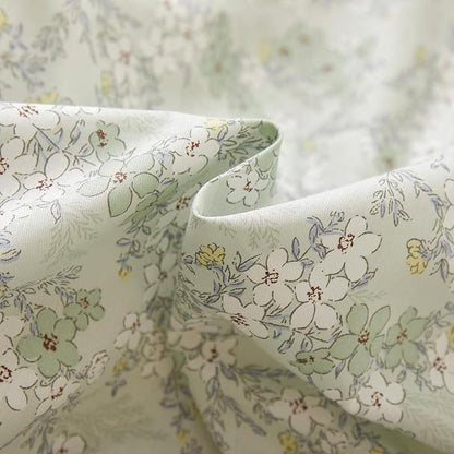 VM VOUGEMARKET Twin Duvet Cover Set with Green Flower Pattern,Pure Cotton Bedding Set Vintage Floral Prints Comforter Cover Conquette Cottagecore Bedding for Teen Girls
