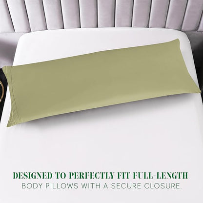 Elegant Comfort Luxury Ultra-Soft 1-Piece Body Pillowcase - 1500 Premium Hotel Quality Microfiber Double Brushed - Wrinkle Resistant, Body Pillowcase Size, Sage/Green