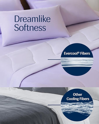 REST® Evercool® Cooling Comforter, Full/Queen, Blanket for Hot Sleepers, All Season Bedding to Keep Cool for Night Sweats, Breathable Lightweight Blanket, 90"x90" Inches, Lavender Breeze