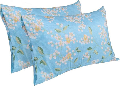 JSD Blue Floral Printed Sheet Set Full Size, 4 Piece Soft Pattern Microfiber Sheets Extra Deep Pocket