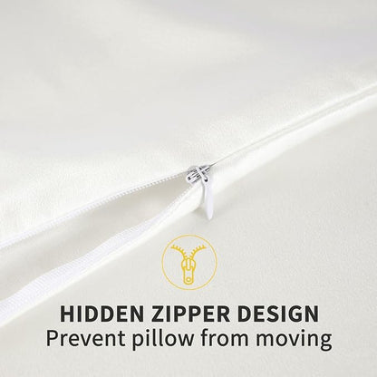 ZIMASILK 100% Pure Mulberry Silk Pillowcase for Hair and Skin Health,Soft and Smooth,Both Sides Premium Grade 6A Silk,600 Thread Count,with Hidden Zipper,1pc(Standard 20''x26'',Ivory)
