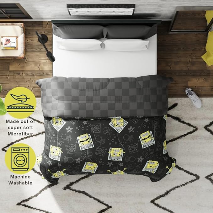 Collectibles Spongebob Squarepants Bedding Super Soft Cozy Microfiber Reversible Comforter, Queen, (Officially Licensed Product) by Franco