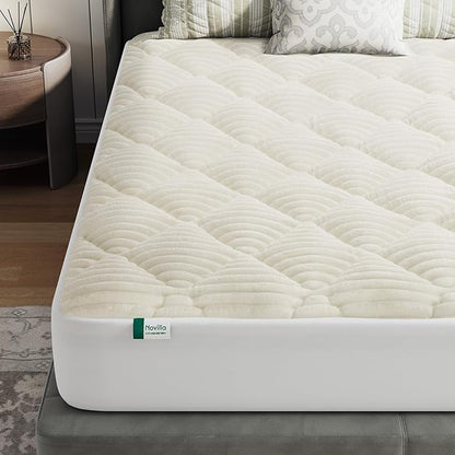 Novilla Fleece Mattress Topper Full, Warm Sherpa Mattress Pad, Cloud-Like Soft Bed Cover for Winter, Deep Pocket fits up to 21", Machine Washable