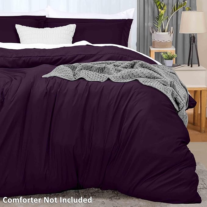 Utopia Bedding Duvet Cover Full Size - 3 Piece with Zipper Closure - 1 Comforter Cover 80X90 Inches & 2 Pillow Shams 20X26 Inches (Purple) Comforter Not Included