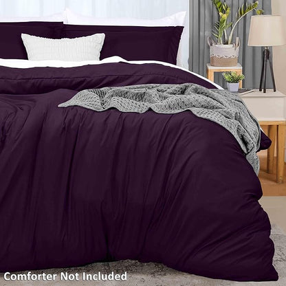 Utopia Bedding Duvet Cover Full Size - 3 Piece with Zipper Closure - 1 Comforter Cover 80X90 Inches & 2 Pillow Shams 20X26 Inches (Purple) Comforter Not Included