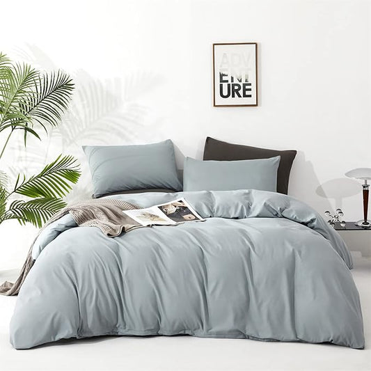 Cottonight Cal King Blue Comforter Set Light Blue Bedding Set California King Solid Blanket Quilts Modern Soft Breathable Baby Blue 3 Piece Comforter Set