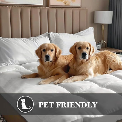 Hotel Grand Pillow Top Mattress Topper Full Size - Waterproof Mattress Protector Quilted Fitted Mattress Pad Cover with 8-20 Inch Deep Pocket Down Alternative Fill (54x75 inch, White)