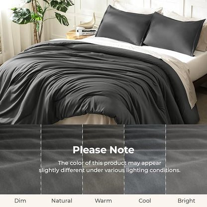 Litanika Grey Comforter Set Twin/Twin XL Size, 2 Pieces Lightweight Plain Bedding Comforter Set, All Season Fluffy Bed Set (66x90In Comforter & 1 Pillowcase)