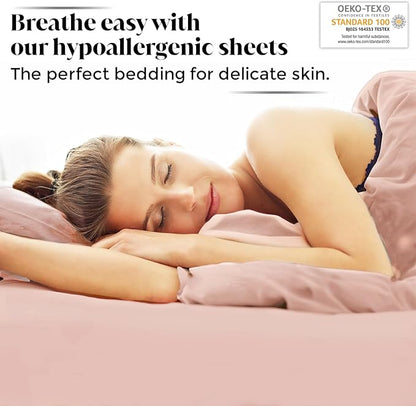 Split King Size Sheet Set | 2 Fitted Sheets for Sleep Number & Adjustable Beds | Organically Grown | Ultra Soft & Cooling |100% Viscose | 17" Deep Pocket [Rose Quartz]