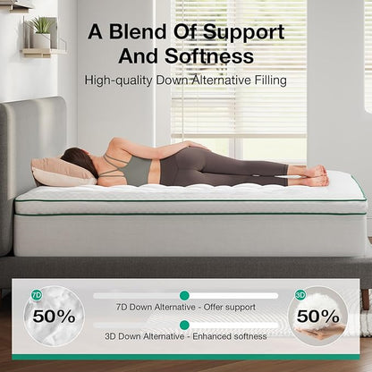 Novilla Twin Mattress Topper, Extra Thick Pillow Top Mattress Pad, Down Alternative Fill Breathable Cotton Cover, 8-21" Deep Pocket Soft Bed Topper for Back Pain Relief