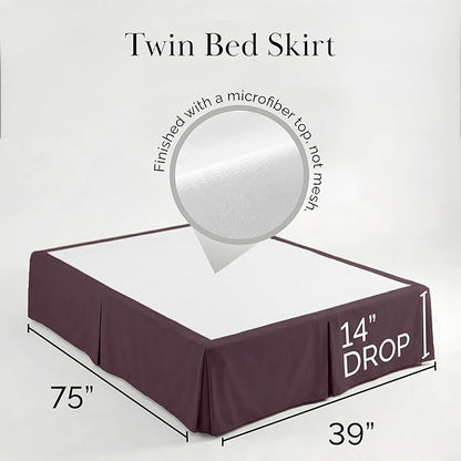 Southshore Fine Living, Inc. Twin Size Bed Skirt, 14-Inch Drop Pleated Bed Skirt for Twin Mattress, Dust Ruffle for Twin Size Bed, Purple