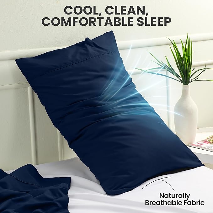 Utopia Bedding Queen Pillow Cases - 2 Pack - Envelope Closure - Soft Brushed Microfiber Fabric - Shrinkage and Fade Resistant Pillow Covers Queen Size 20 X 30 Inches (Queen, Navy)