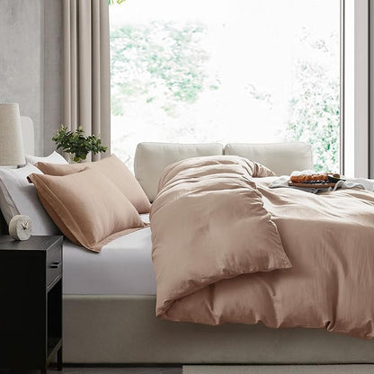 Nestl Twin Duvet Cover Set - Soft Prewashed Khaki Duvet Cover Twin/Twin XL, 2 Piece, with Zipper Closure, 1 Duvet Cover 68x90 inches and 1 Pillow Sham
