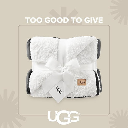 UGG Nita Throw Blanket for Bed, Soft Reversible Plush Throw for Couch and Living Room, Cozy Fluffy Blanket, Washable Bedding, Home Decor, 50-inch x 70-inch, Charcoal Grey