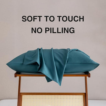 MINIPANDA Blue-Green King Size Pillow Cases Set of 4 - Super Soft, Smooth and Breathable Pillow Cases King - Envelope Design - Machine Washable Lightweight (20X40 Inches (4 Piece))