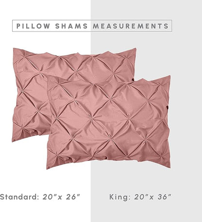 Elegant Comfort 8-Piece Pinch Pleated Comforter Set - All Season Complete Bed in a Bag, Includes 4pc Smart Sheet Set, Bed Skirt, Comforter, Matching Pillowcases and Shams, Twin/Twin XL, Dusty Rose