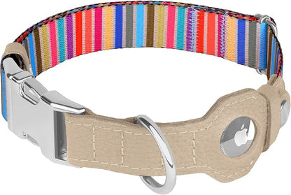 AirTag Dog Collar for Small Medium Large Breed - Adjustable Cute Pattern Dog Collar with Airtag Holder - Soft Leather Tracker GPS Apple Air Tag Pet Collars (X-Large, 20"-25" Neck Fit, Serape)